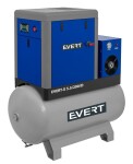 Kompresoriaus sraigtinis kompresorius evert serija x, 5,5 kw 400v 10 bar, efektyvumas: 690i/min, bakas: 200l, džiovintuvas